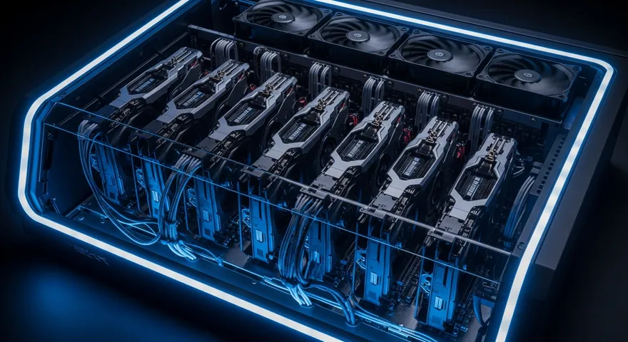 Custom-built server hardware with GPU cards and cooling